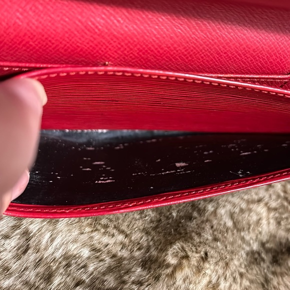 Rare Louis Vuitton Red Epi Porte Yen 3 Cartes Credit Bifold Long Wallet- Amazing - Picture 9 of 10
